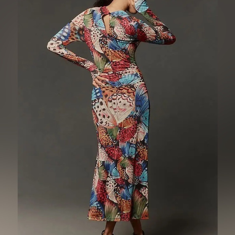 NWT Farm Rio Long-Sleeve Mesh Slim Midi Dress Size M - Picture 2 of 7